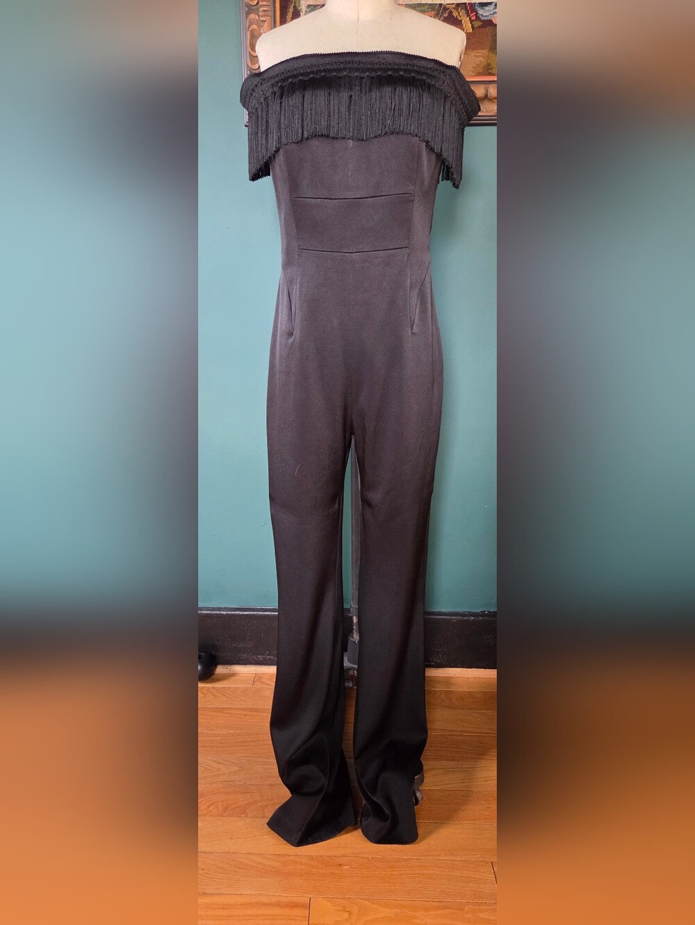 Rachel Zoe Giulia Jumpsuit Womens Size 6 Black White Sheer Top Wide Leg
